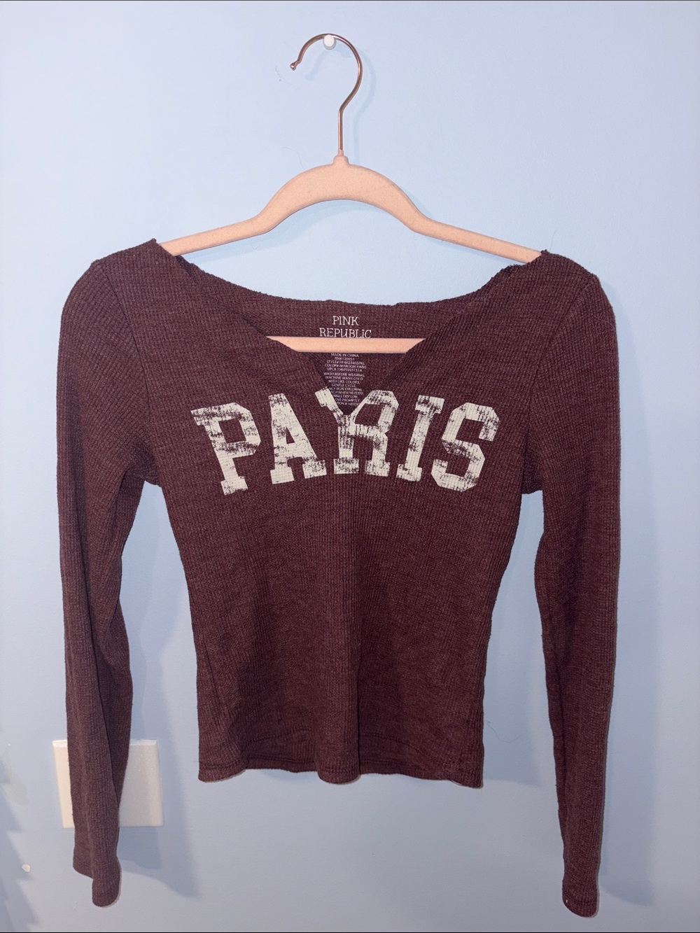 Pink Republic Maroon Long Sleeve 'Paris' Knit Tee